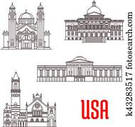 USA architecture landmarks icons USA architecture landmarks icons