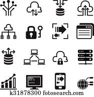 נתונים, איקונים של טכנולוגיה, קבע