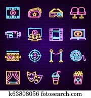 Cinema Neon Icons