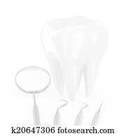 dentist tools and tooth dentist tools and tooth