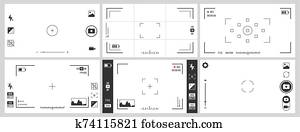 fotokamera, viewfinders., photographie, ui, zoom, einstellung, fokus, rahmen, und, digital, sucher, vektor, satz fotokamera, viewfinders., photographie, ui, zoom, einstellung, fokus, rahmen, und, digital, sucher, vektor, satz