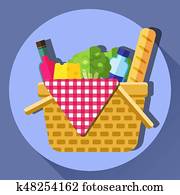 Picnic basket vector illustration. Picnic basket vector illustration.