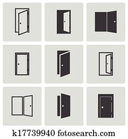 Vector black door icons set Vector black door icons set