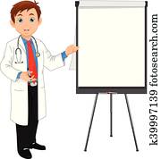young doctor and blank sign