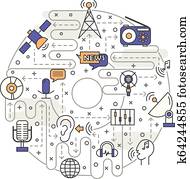 וקטור, קו רזה, אומנות, רדיו, פוסטר, דגל, דפוסית