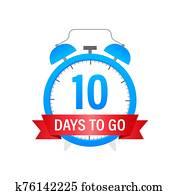 10 days to go flat icon. Vector stock illustration.