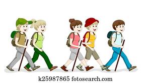 A group hiking A group hiking