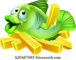 Cartoon fish and chips Cartoon fish and chips