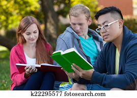 Diverse students on fresh air