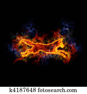 Fiery running wolf. Fiery running wolf.
