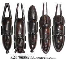Five African wooden masks