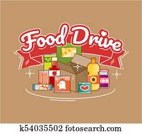Food Drive charity movement, vector illustration