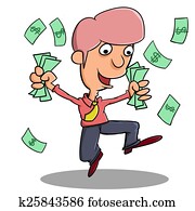 glücklich, erhalten, dass, geld