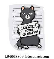 Grey cat - mugshot - cat cartoon Grey cat - mugshot - cat cartoon