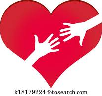 Hands reaching each other in heart symbol Hands reaching each other in heart symbol