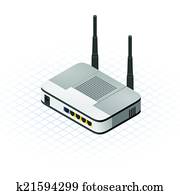 Isometric Wireless Router Isometric Wireless Router