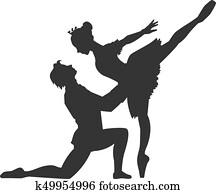 Pas de deux of ballet - sleeping beauty - silhouette Pas de deux of ballet - sleeping beauty - silhouette