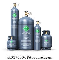 Set of different liquefied nitrogen industrial gas containers Set of different liquefied nitrogen industrial gas containers