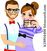 Young Hipster Pregnant Selfie Young Hipster Pregnant Selfie