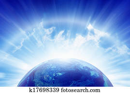 כוכב לכת, earth,, מואר, sun,, שמיים