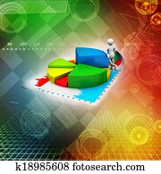3d man with business charts 3d man with business charts