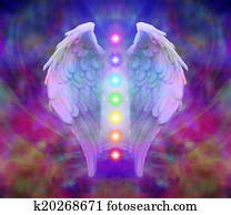 engelsflügel, und, sieben, chakras engelsflügel, und, sieben, chakras