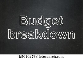 finanz, concept:, budget, zusammenbruch, auf, tafel, hintergrund