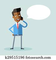 hübsch, afrikanischer amerikaner, manager, reden telefon