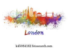 London V2 skyline in watercolor London V2 skyline in watercolor