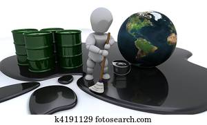 man cleaning up oil spill man cleaning up oil spill