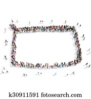 personengruppe, form, rahmen