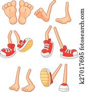 ציור היתולי, ללכת, רגלים, ב, הדבק, רגליים