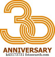 30, años, aniversario, símbolo