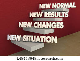 New Normal Situation Changes Results Steps 3d Illustration New Normal Situation Changes Results Steps 3d Illustration