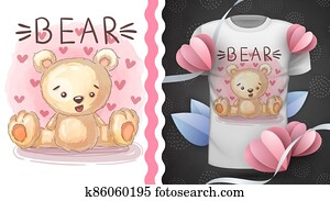 ours peluche, -, idée, pour, impression, t-shirt