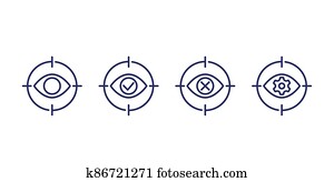 retina scanning, biometric scan line icons