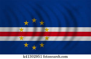 Flag of Cape Verde wavy, detailed fabric texture