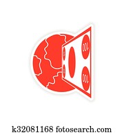 stylish sticker on paper banknotes and globe