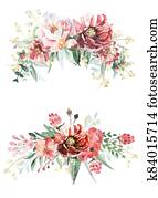Watercolor flowers bouquet isolated on white background. Watercolor flowers bouquet isolated on white background.