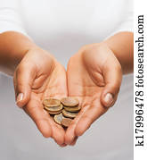 womans, manos ahuecadas, actuación, euro, pesos