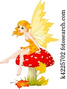 Autumn Fairy on the Mushroom Autumn Fairy on the Mushroom