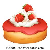 Doughnut with strawberry and cream Doughnut with strawberry and cream