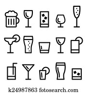 Drink alcohol beverage line icons Drink alcohol beverage line icons