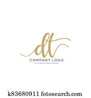 DT Initial handwriting logo design DT Initial handwriting logo design