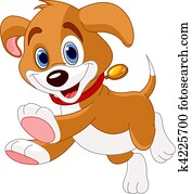 executando, engraçado, filhote cachorro