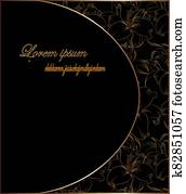 gold elements on black background card space for text perfect for invitation,wedding reception function gold elements on black background card space for text perfect for invitation,wedding reception function