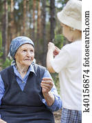 Great grandmother and toddler boy