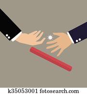 hombre de negocios, falle, a, paso batuta, en, un, carrera de relevos