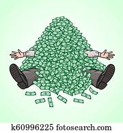 hombre de negocios, golpe, el, bote, y, él, cayó, dormido, con, dinero.