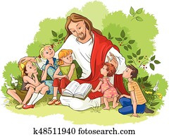 jésus, lecture, les, bible, à, enfants